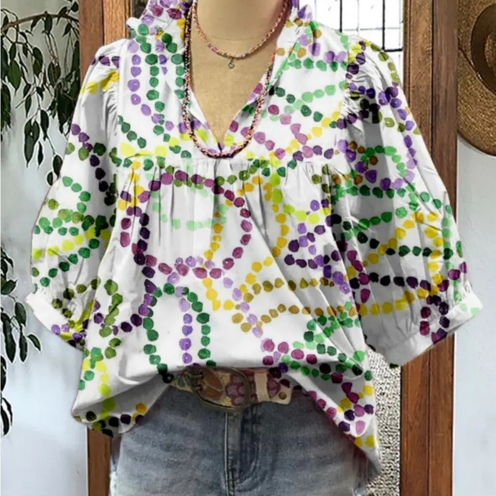 Colorful Mardi Gras Beads Women's Top